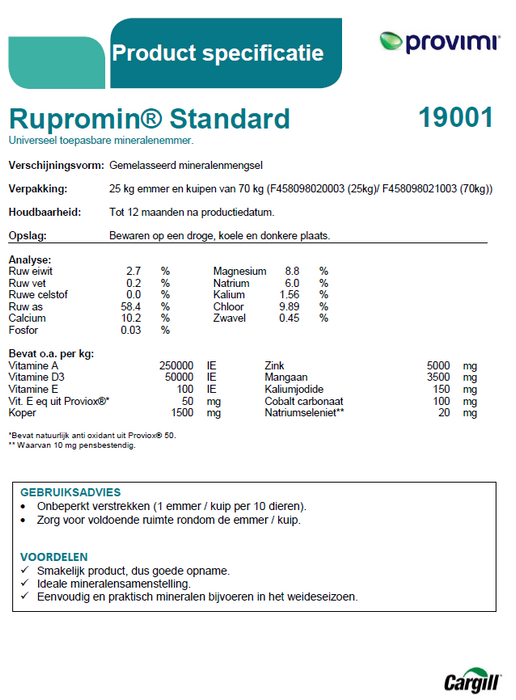 Provimi Rupromin Standard (mineralenemmer) 25kg
